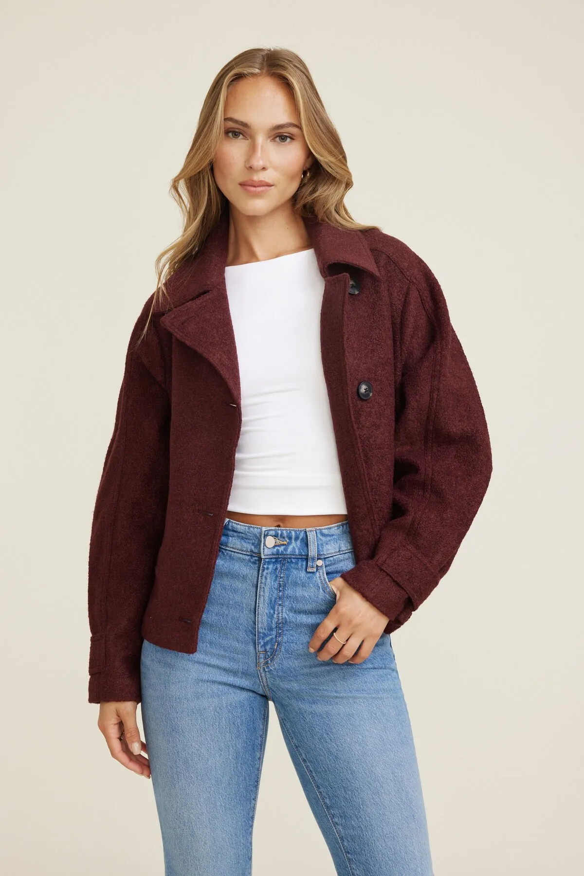Boiled Wool Jacket sold by Dynamite product image thumbnail 3
