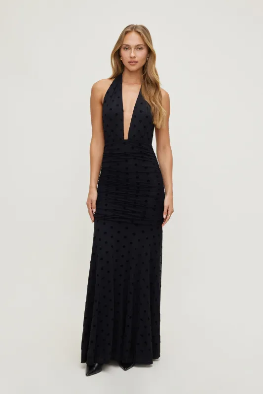 Polka Dot Mesh Maxi Dress sold by Dynamite