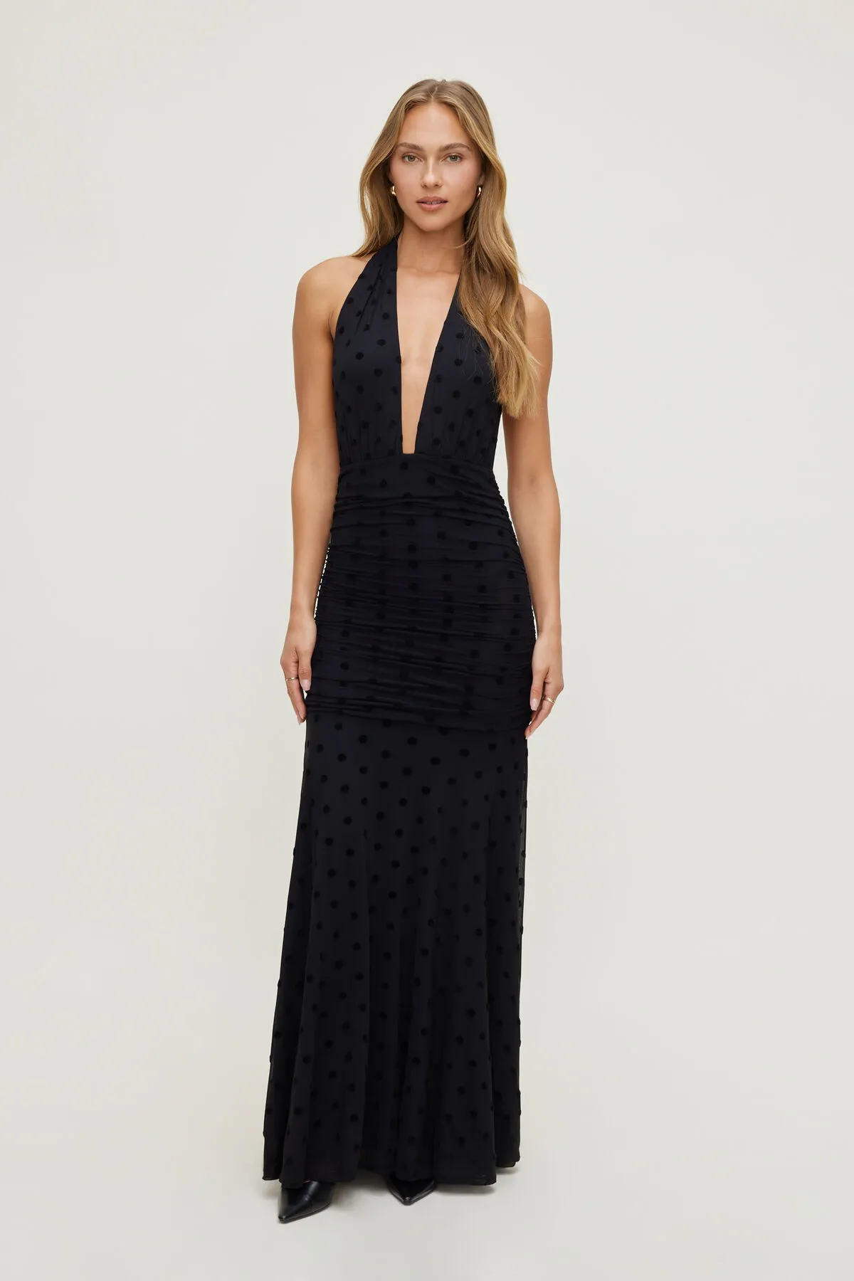 Polka Dot Mesh Maxi Dress sold by Dynamite