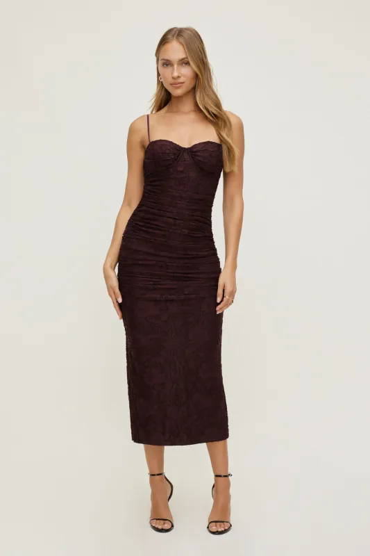 Jacquard Ruched Maxi Dress sold by Dynamite
