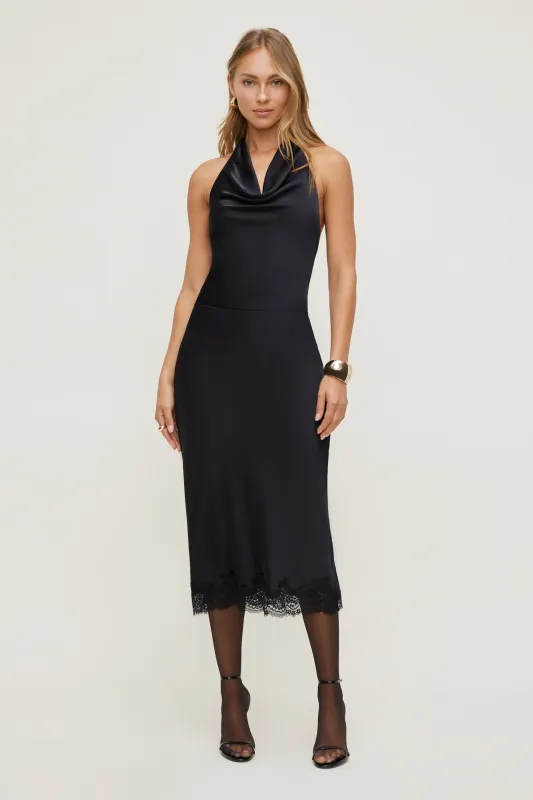 Lace Satin Midi Skirt sold by Dynamite