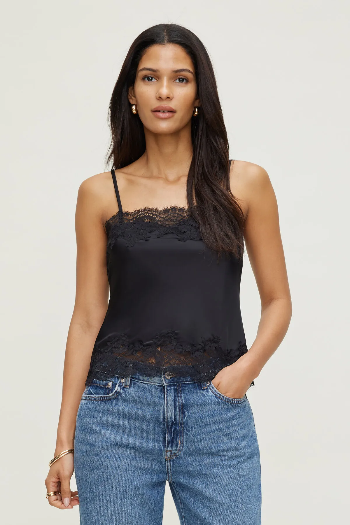 Lace Trim Satin Cami Top sold by Dynamite product image thumbnail 4