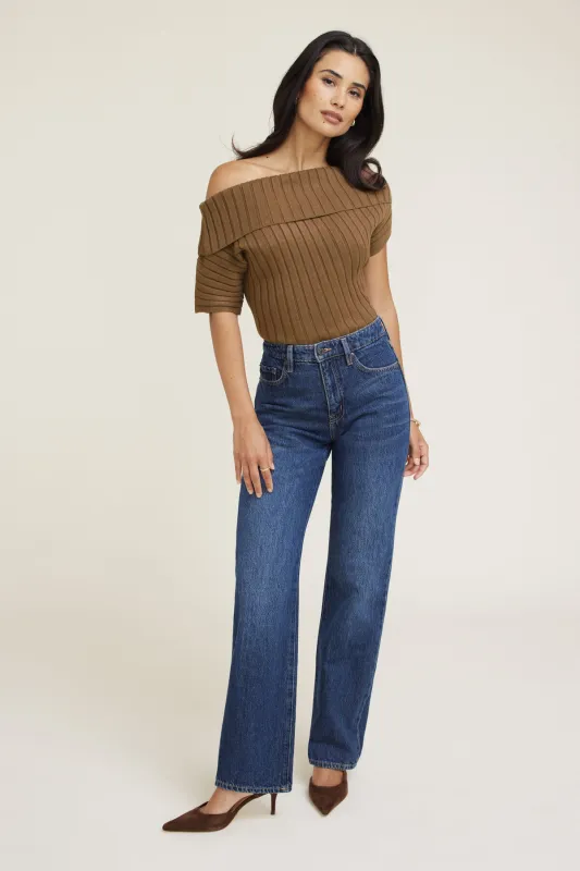 Ribbed Off Shoulder Sweater sold by Dynamite