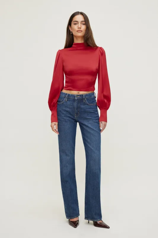 Open Back Satin Blouse sold by Dynamite