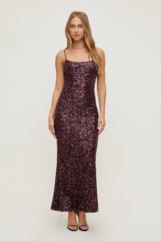 Simona Sequin Maxi Dress sold by Dynamite