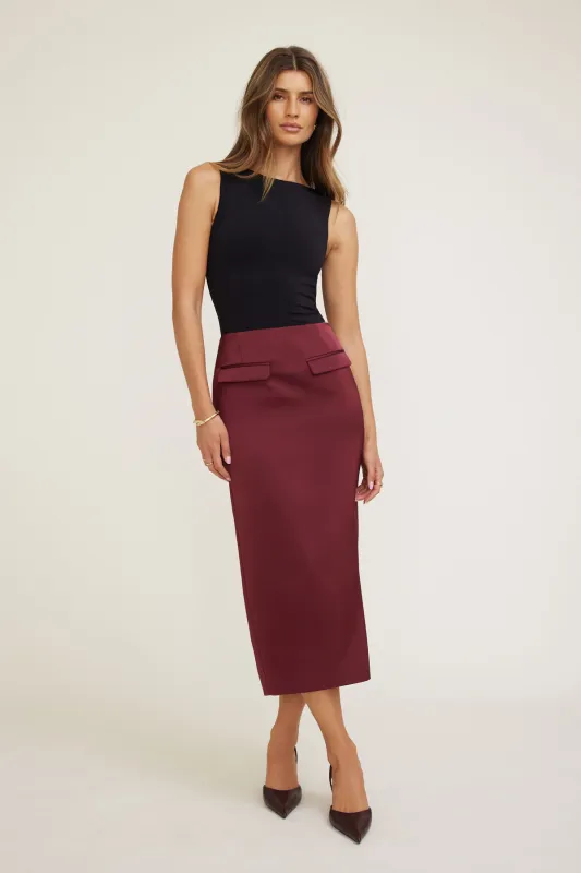Satin Midi Skirt sold by Dynamite