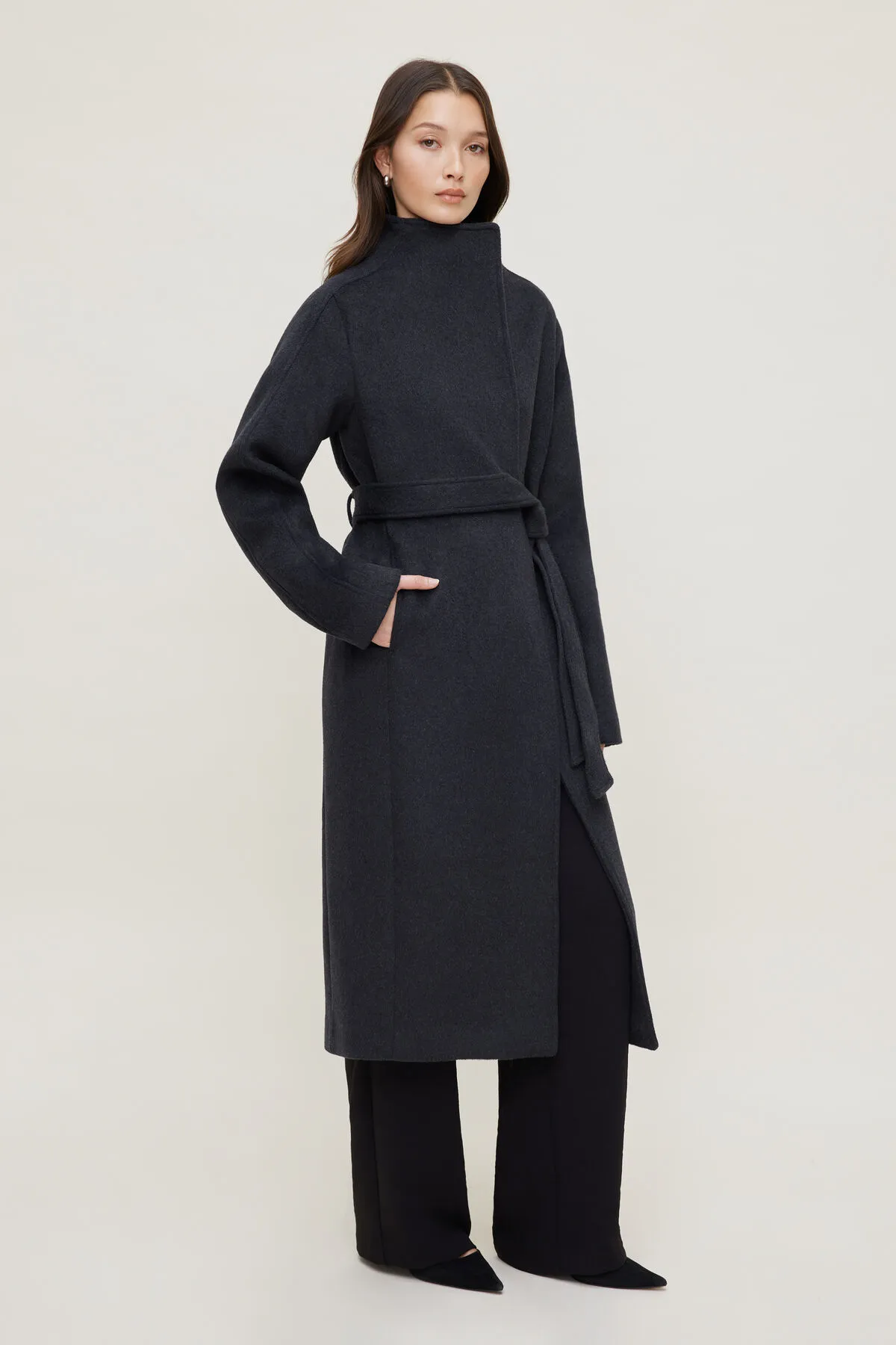 Belted Wool Wrap Coat sold by Dynamite product image thumbnail 3
