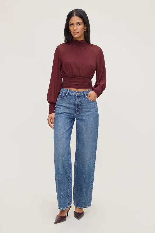 Mock Neck Chiffon Blouse sold by Dynamite