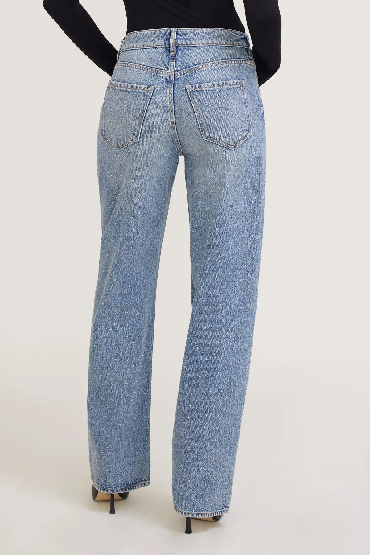 Mika Rhinestone Mid Rise Relaxed Straight Leg Jeans sold by Dynamite product image thumbnail 5