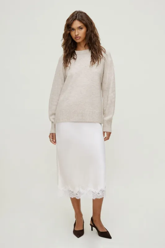 Lace Satin Midi Skirt sold by Dynamite