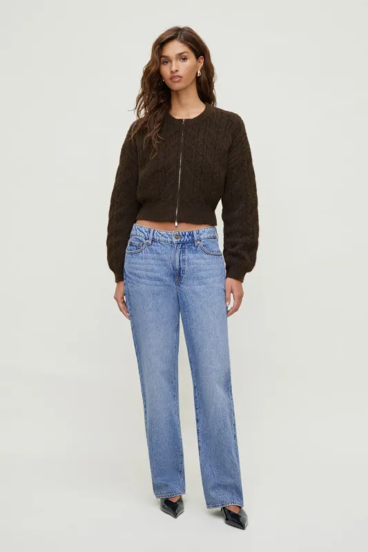 Cable Knit Zip Up Sweater sold by Dynamite