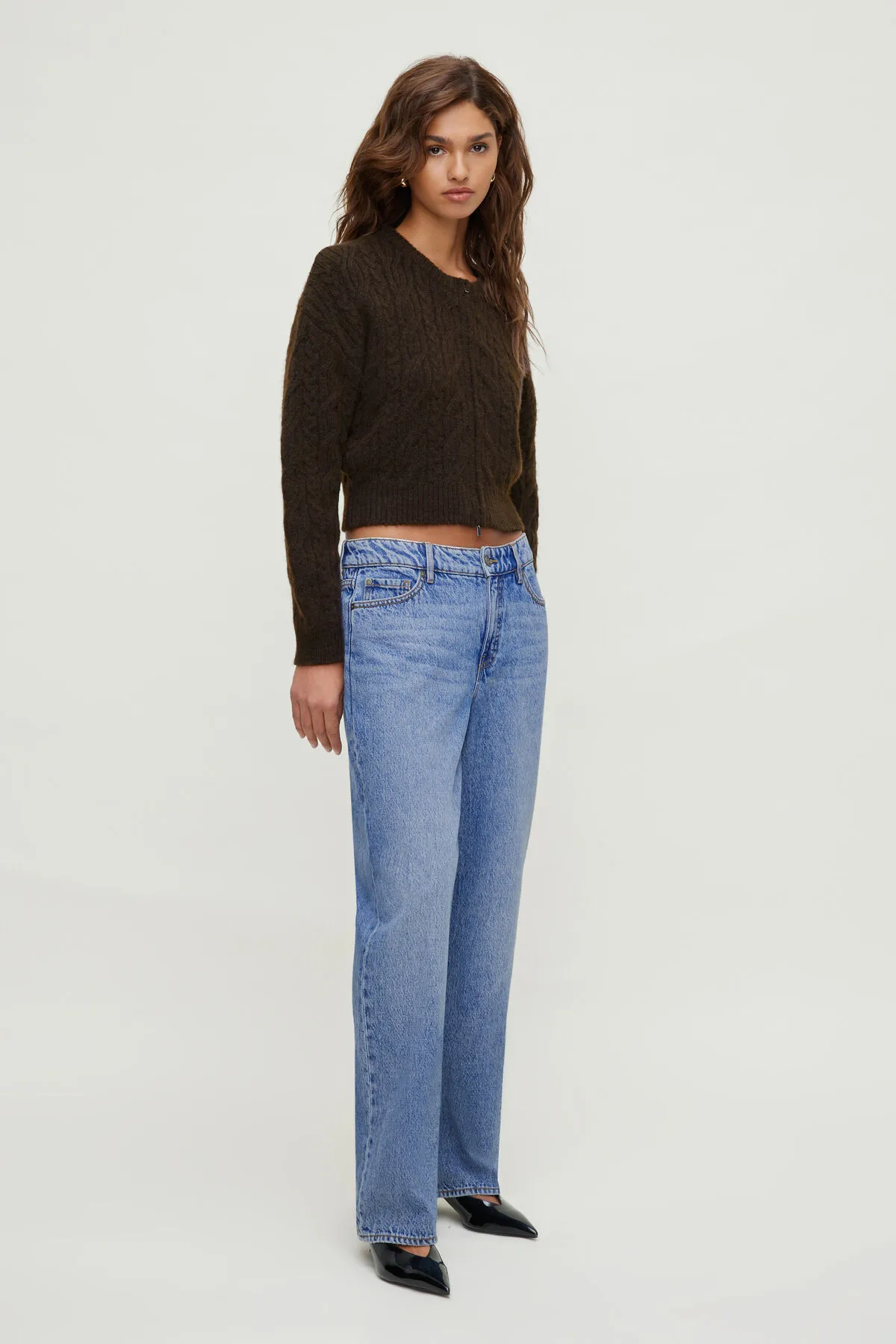Cable Knit Zip Up Sweater sold by Dynamite product image thumbnail 3