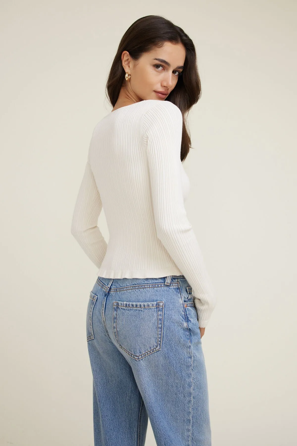 Sally Ribbed Frill Cardigan sold by Dynamite product image thumbnail 4