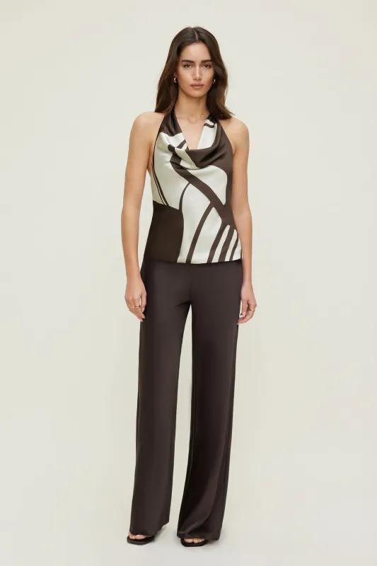 Camila Halter Cowl Neck Satin Blouse sold by Dynamite