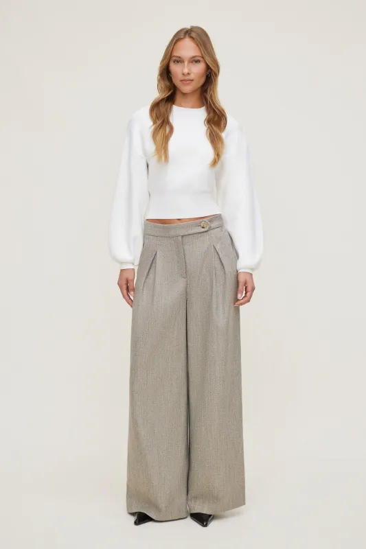 Herringbone Pleated Wide Leg Pants sold by Dynamite