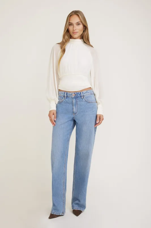 Mock Neck Chiffon Blouse sold by Dynamite