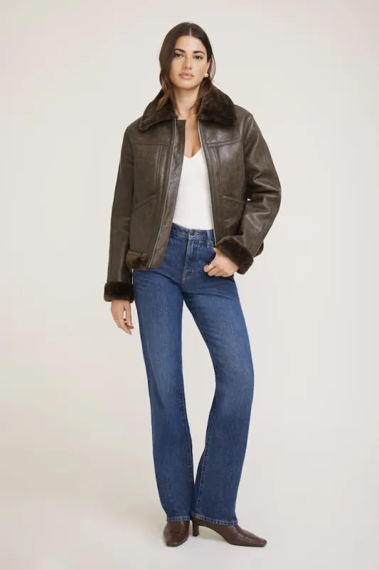 Faux Shearling Aviator Jacket sold by Dynamite