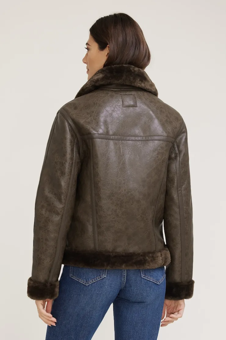 Faux Shearling Aviator Jacket sold by Dynamite product image thumbnail 5