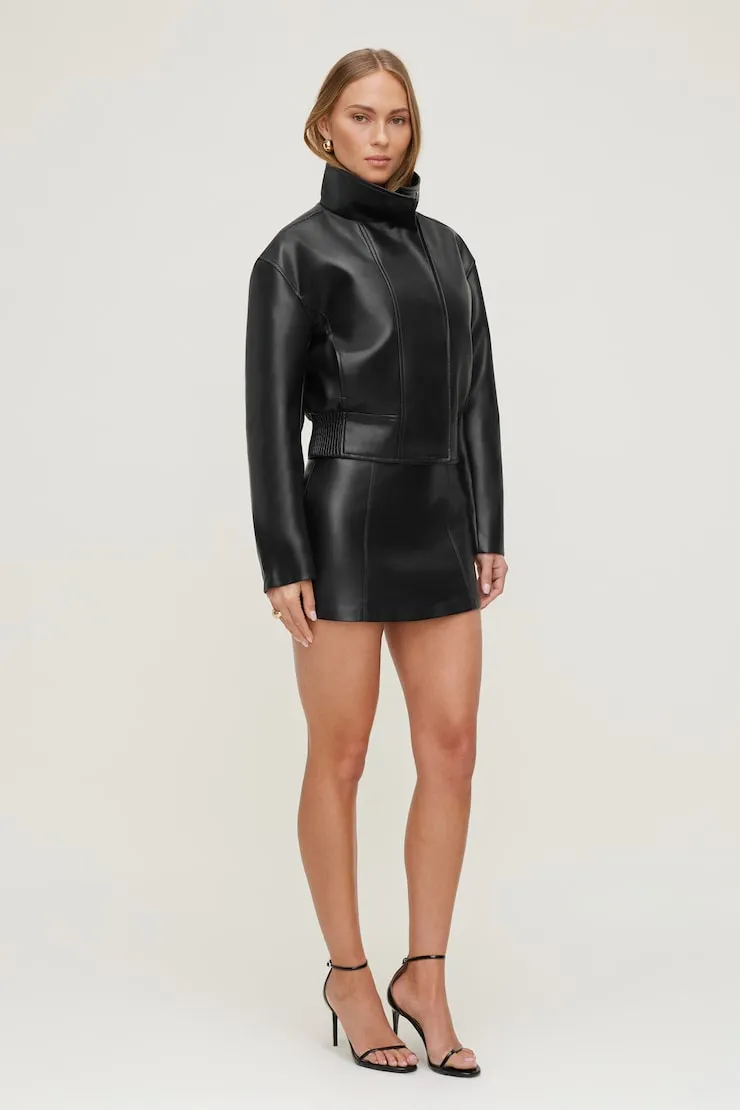 Cropped Faux Leather Bomber Jacket sold by Dynamite product image thumbnail 3