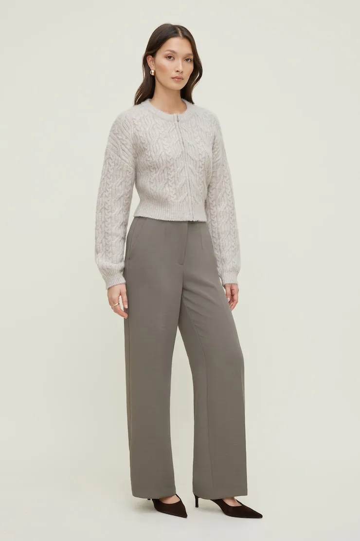 Cable Knit Zip Up Sweater sold by Dynamite product image thumbnail 3