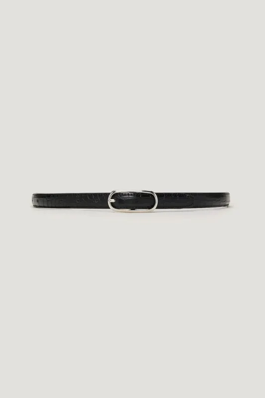 Oval Super Slim Faux Leather Belt made by Dynamite