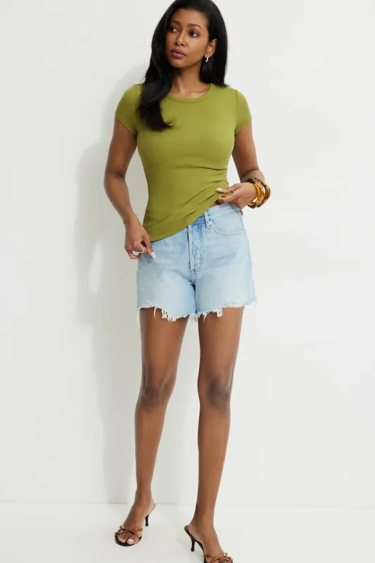 Olive Ribbed Crewneck T Shirt sold by Dynamite