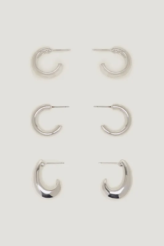 3-Pack Modern Chunky Hoop Earrings sold by Dynamite
