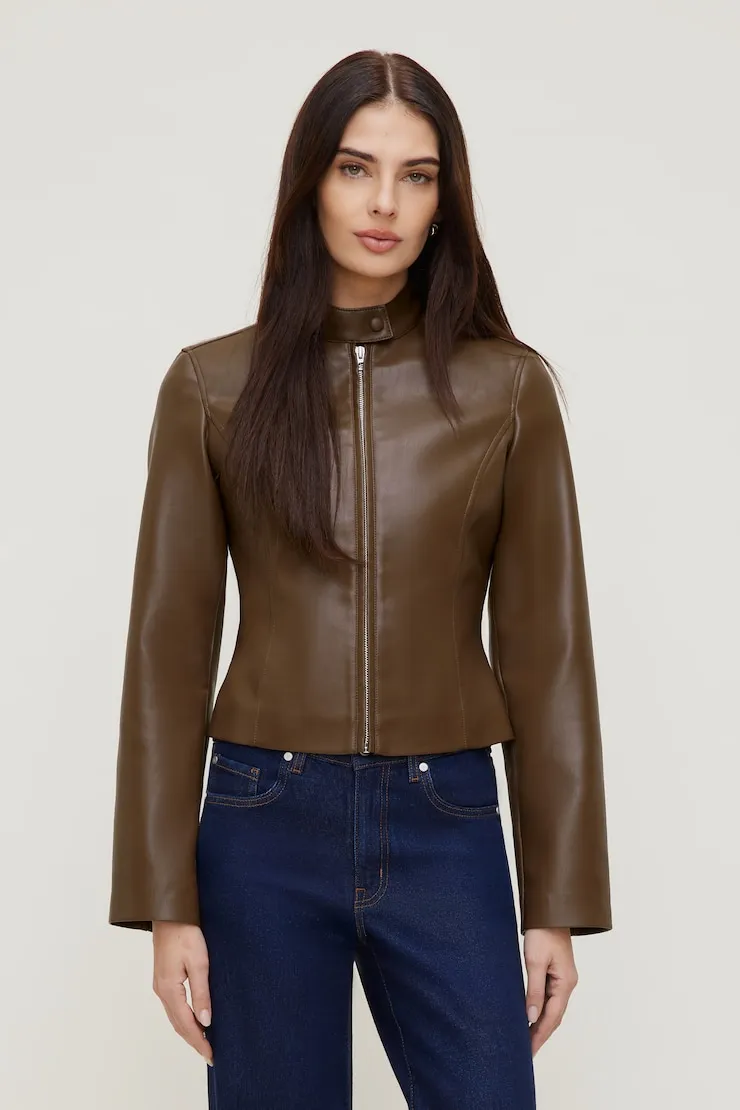 Slim Fit Faux Leather Moto Jacket sold by Dynamite product image thumbnail 4