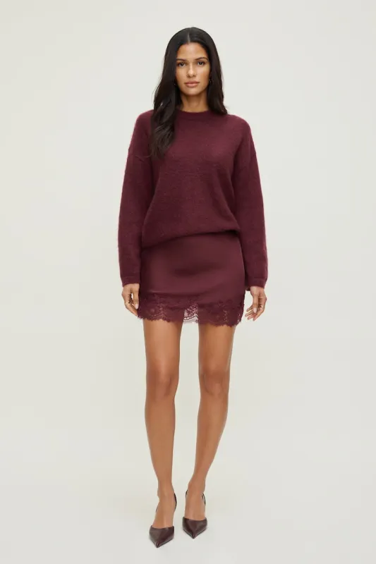 Lace Satin Mini Skirt sold by Dynamite