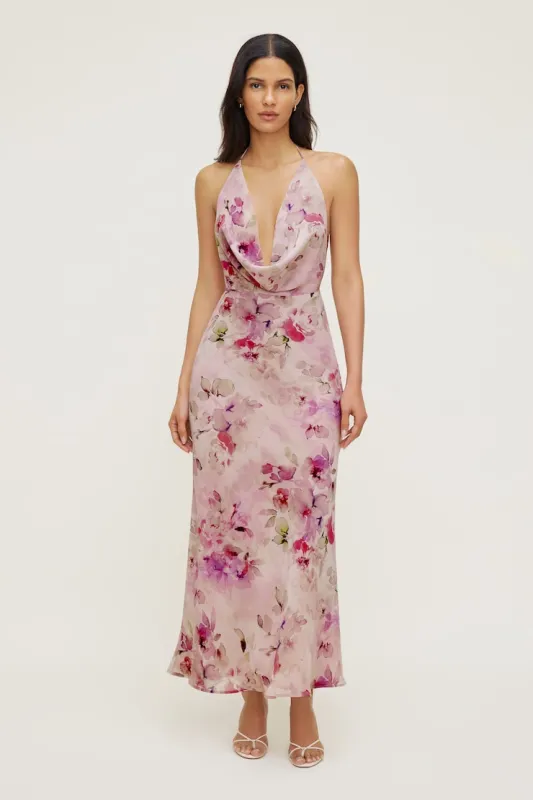 Floral Plunge Cowl Neck Maxi Dress made by Dynamite