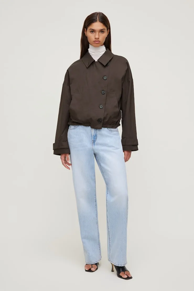 Twill Asymmetric Button Up Jacket sold by Dynamite