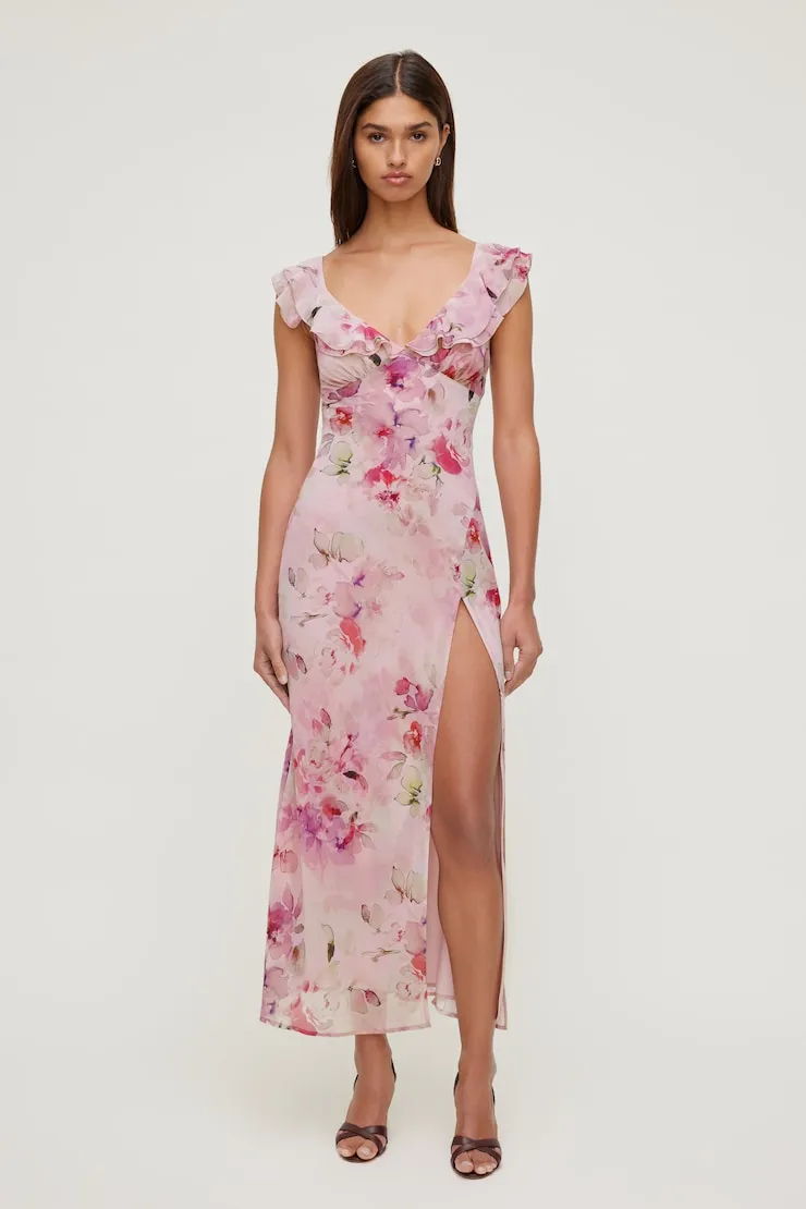Floral Ruffle Maxi Dress sold by Dynamite