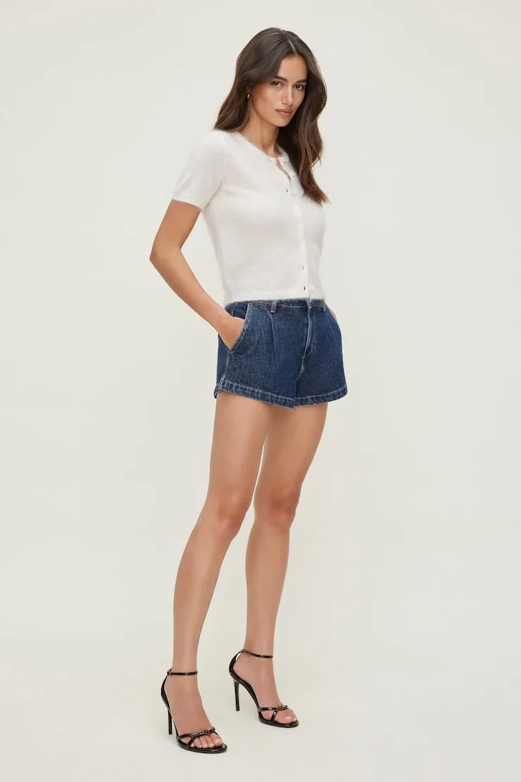 Eliana Pleated High Rise Denim Shorts sold by Dynamite product image thumbnail 3