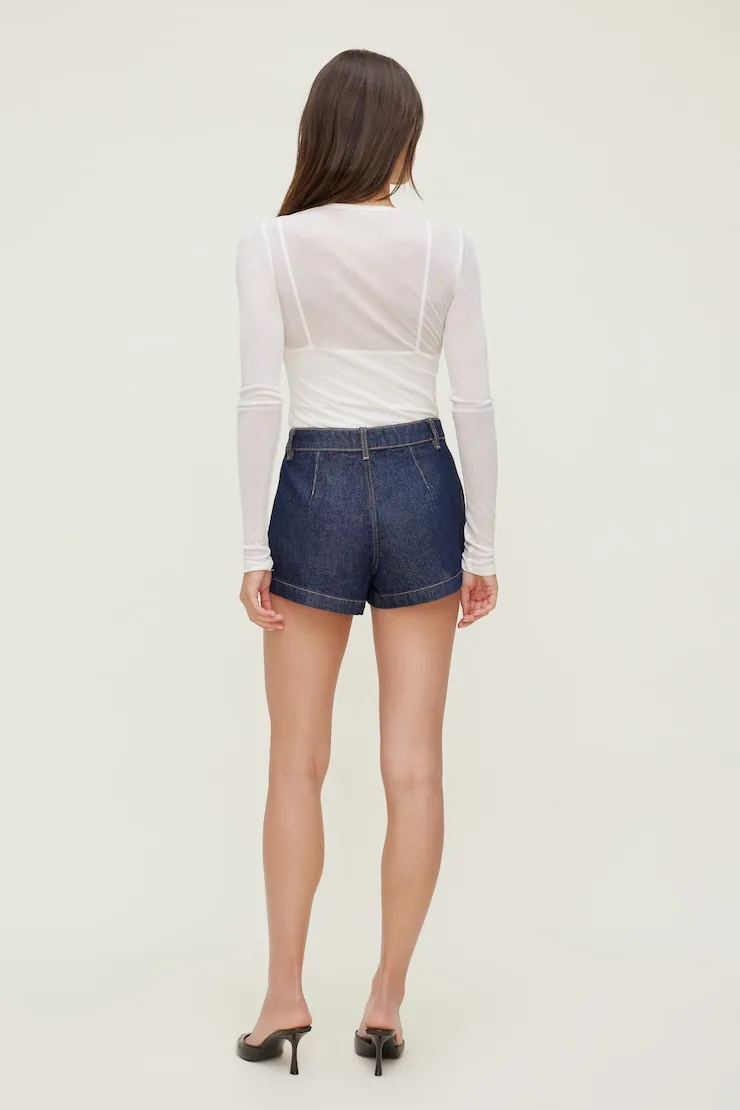 Eliana Pleated High Rise Denim Shorts sold by Dynamite product image thumbnail 2