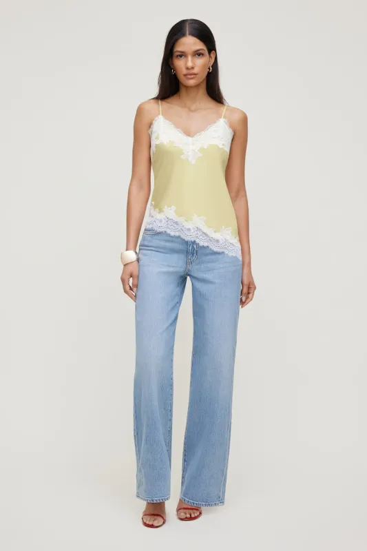 Cassie Asymmetric Lace Satin Cami sold by Dynamite