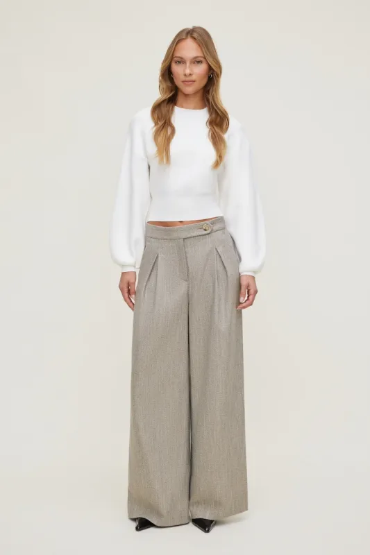 Herringbone Pleated Wide Leg Pants sold by Dynamite