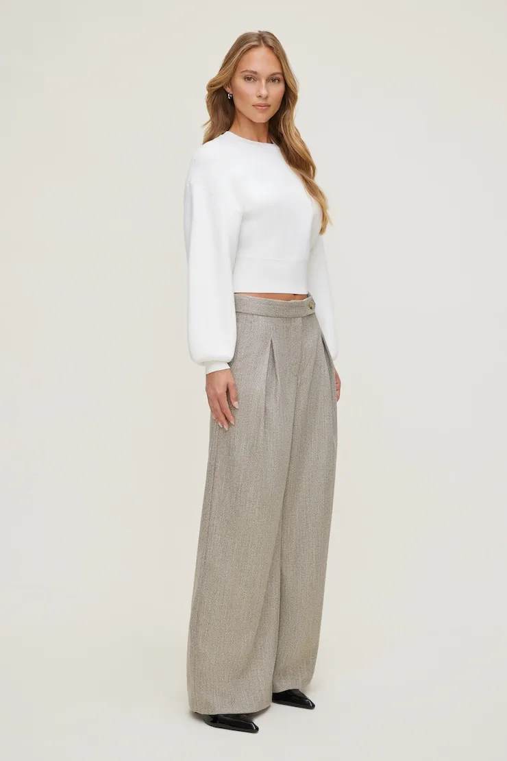 Herringbone Pleated Wide Leg Pants sold by Dynamite product image thumbnail 3
