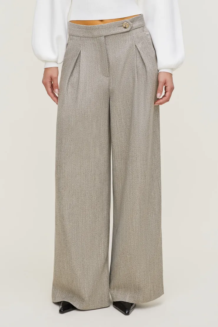 Herringbone Pleated Wide Leg Pants sold by Dynamite product image thumbnail 4