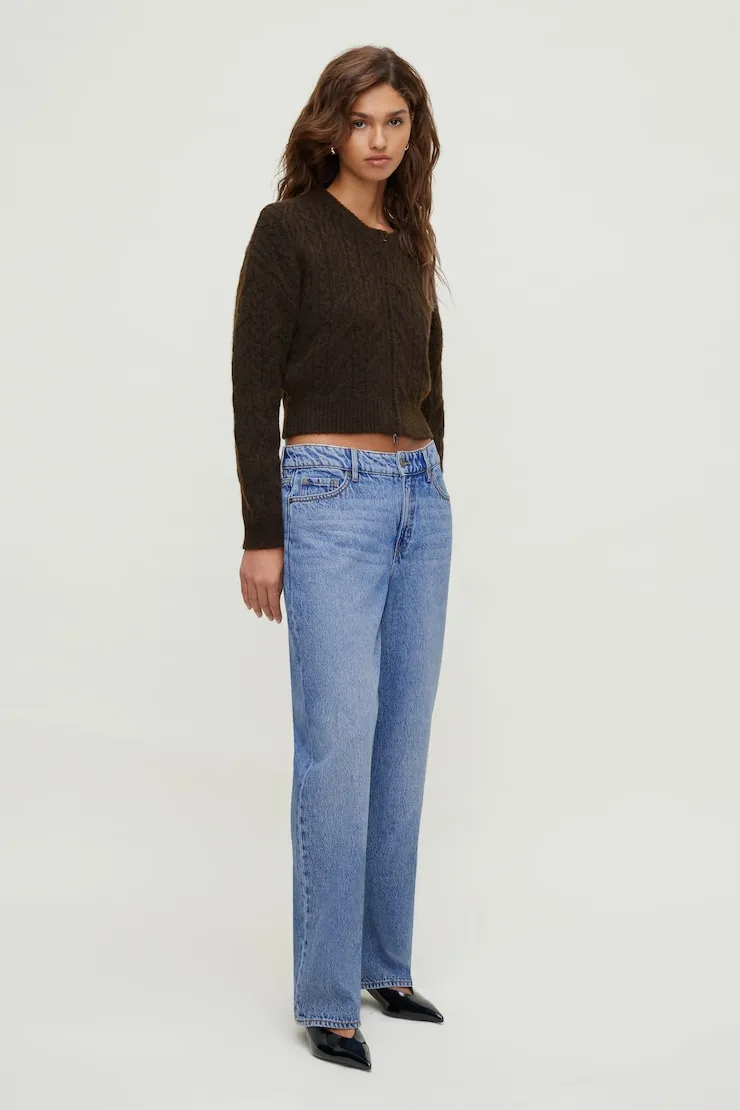 Cable Knit Zip Up Sweater sold by Dynamite product image thumbnail 3