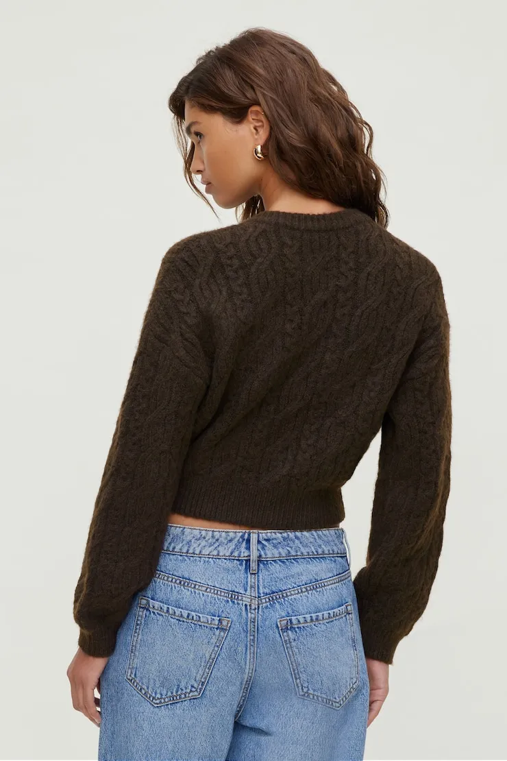 Cable Knit Zip Up Sweater sold by Dynamite product image thumbnail 5