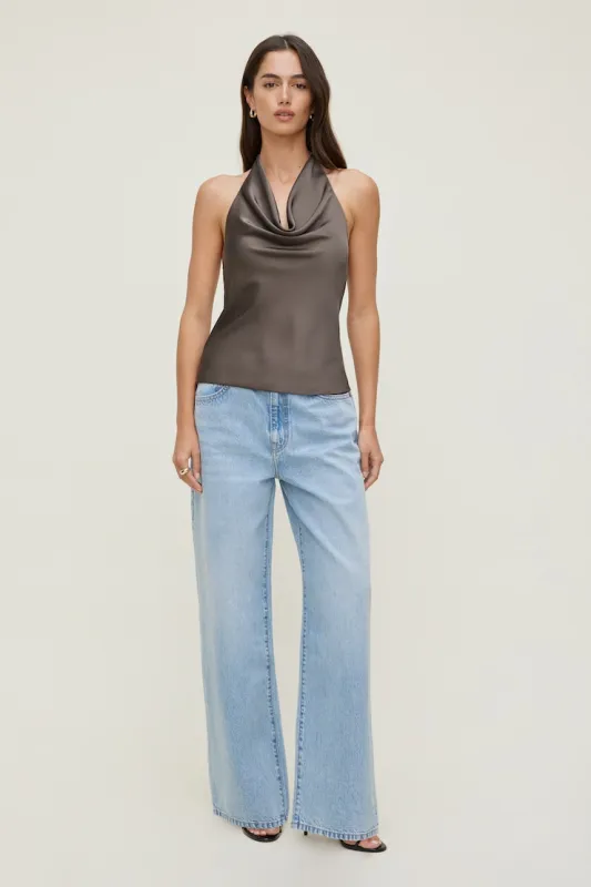 Camila Satin Cowl Halter Neck Blouse sold by Dynamite