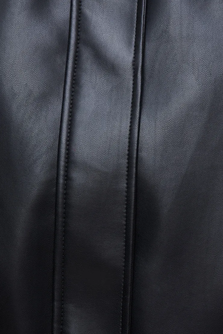 Oversized Faux Leather Bomber Jacket sold by Dynamite product image thumbnail 4