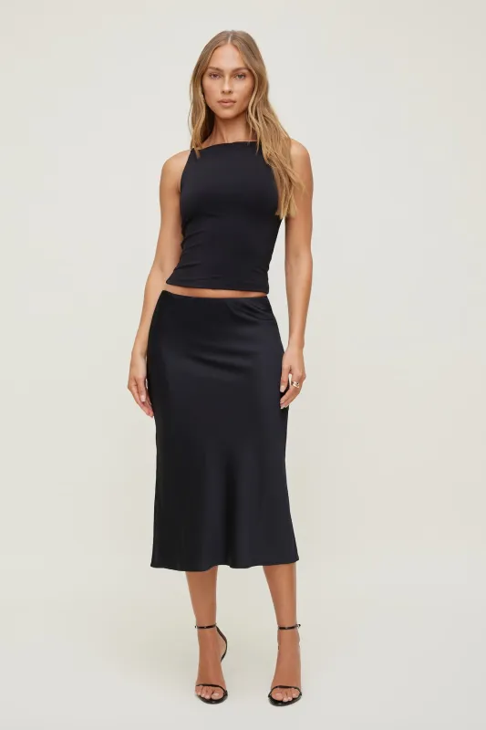Delila Satin Midi Skirt made by Dynamite