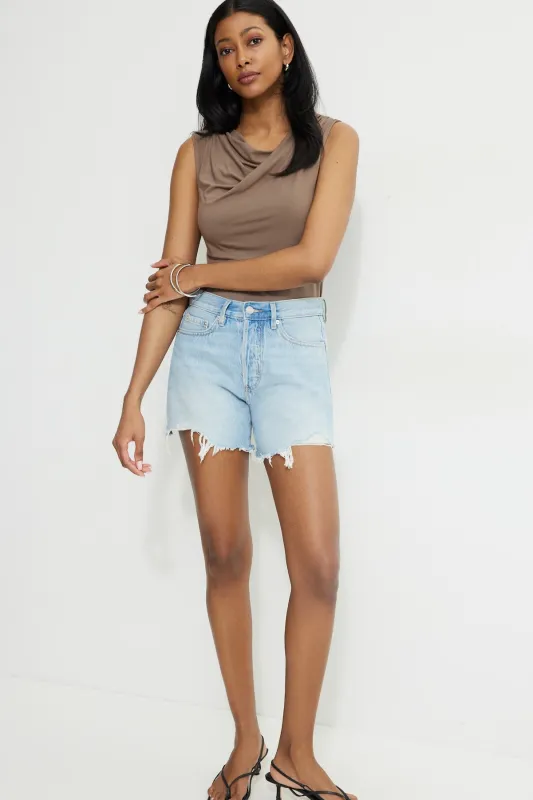 Miles Mid Rise Relaxed Denim Shorts made by Dynamite