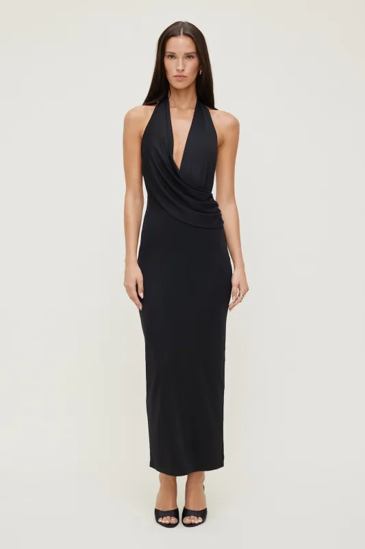Plunge Mesh Maxi Dress made by Dynamite