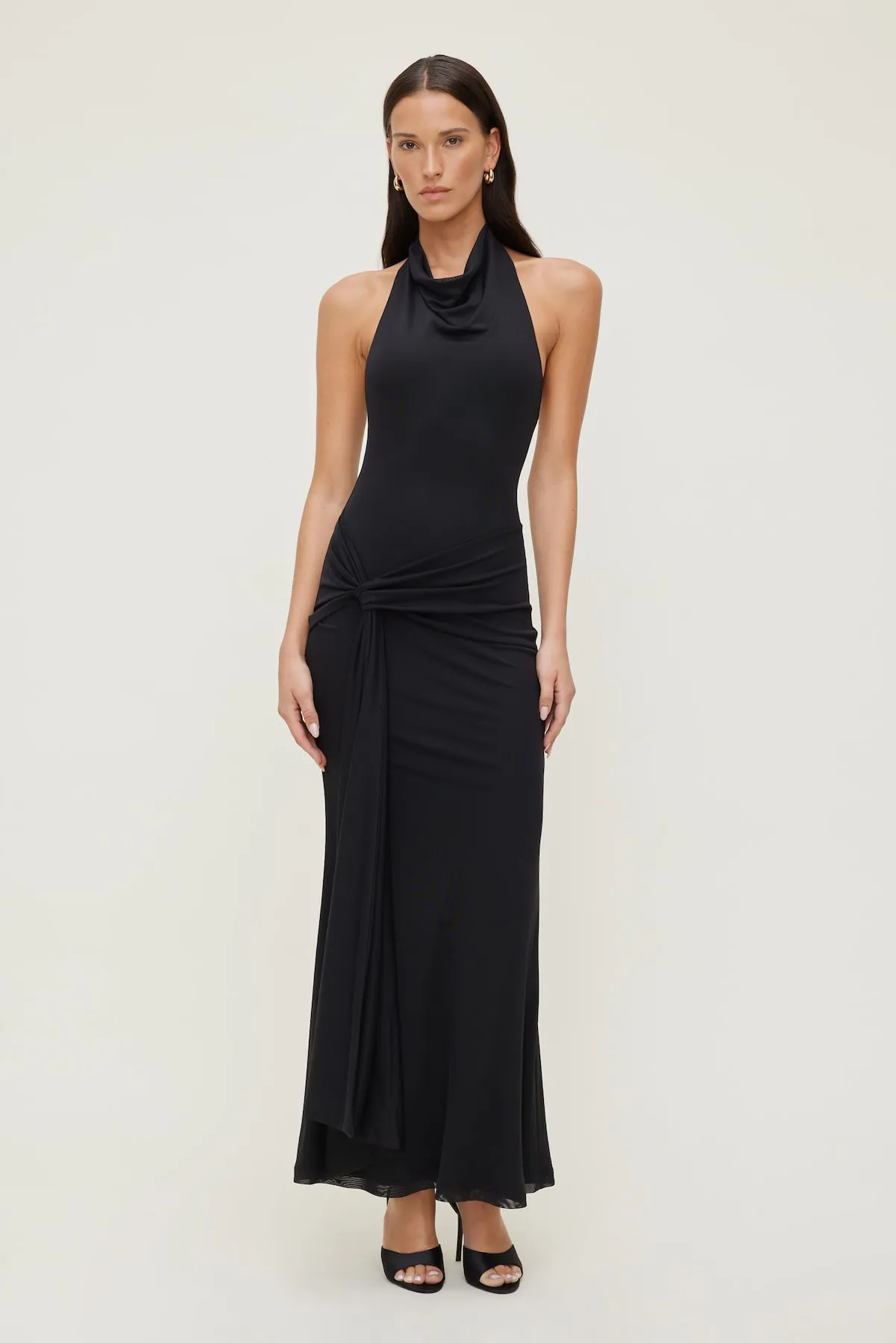 Front Drape Mesh Maxi Dress sold by Dynamite