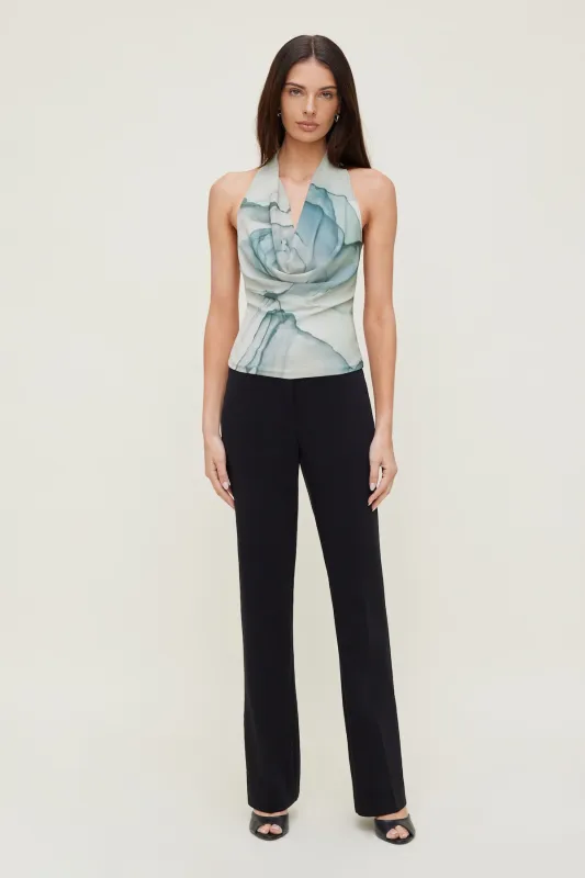 Cowl Neck Mesh Halter Top made by Dynamite