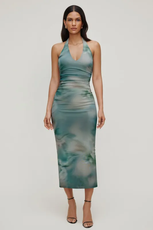 Reia Halter Mesh Maxi Dress made by Dynamite