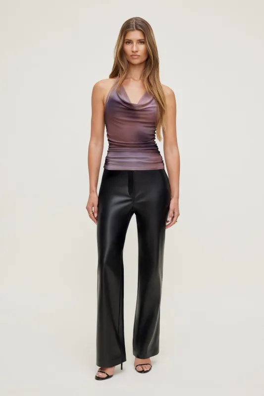 Bare Cowl Neck Mesh Printed Top made by Dynamite