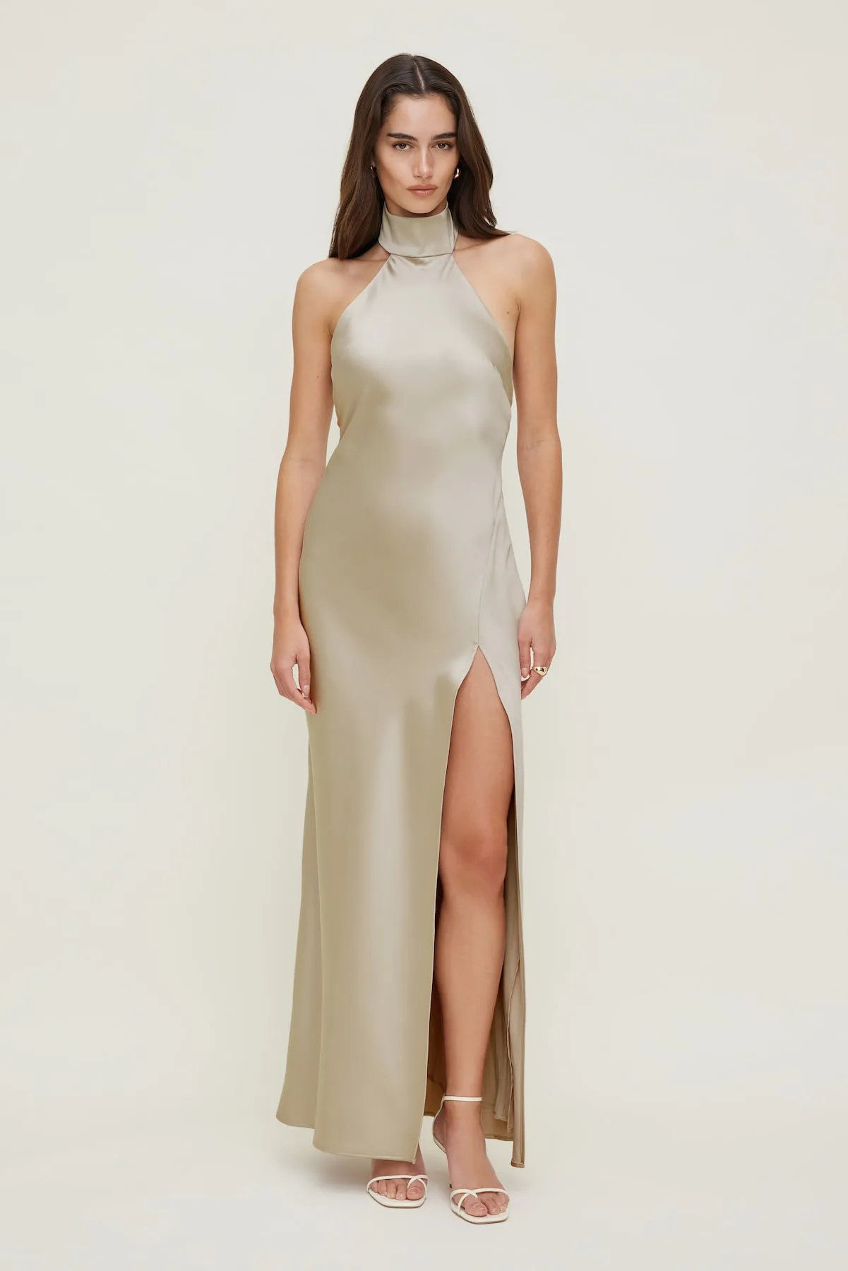 Satin Halter Maxi Dress sold by Dynamite product image thumbnail 2